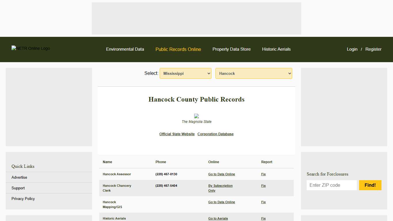 NETR Online • Hancock • Hancock Public Records, Search Hancock Records, Hancock Property Tax, Mississippi Property Search, Mississippi Assessor