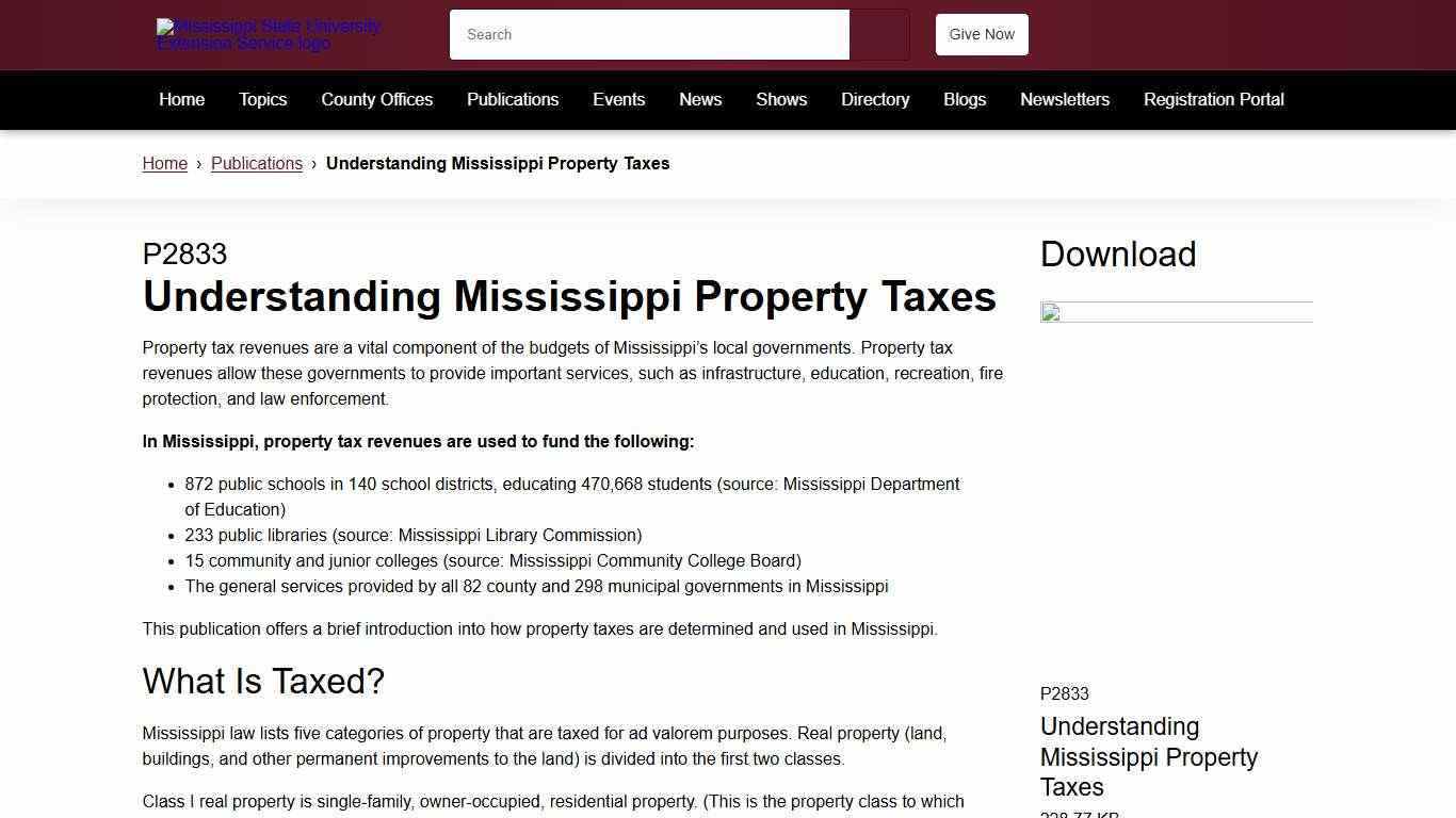 Understanding Mississippi Property Taxes | Mississippi State University Extension Service